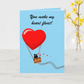 編集可能フローティングハート熱気球バレンタイン カード (黄色い花)