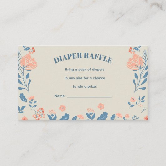 編集可能フローラおむつラッフル エンクロージャーカード (正面)