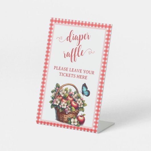 編集可能フローラアップルおむつラッフルテーブルサイン 台座サイン (正面)