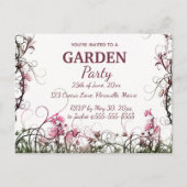 編集可能フローラガーデンパーティー インビテーションポストカード (正面)