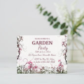 編集可能フローラガーデンパーティー インビテーションポストカード (スタンド正面)