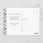 編集可能フローラダマスク黒オンホワイト移動 ポストカード (裏面)