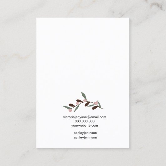 編集可能フローラブックジュエリーイヤリング表示 名刺 (裏面)