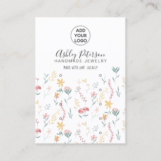 編集可能フローラルパター数々のンのスタッドイヤリング 名刺 (正面)