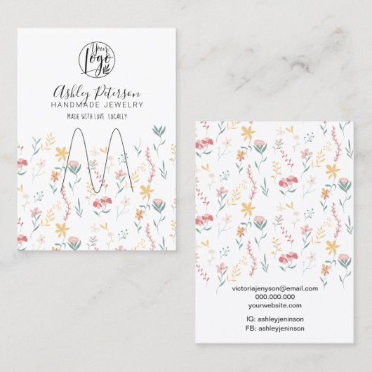 編集可能フローラロゴジュエリーリングホルダー 名刺 (正面/裏面)