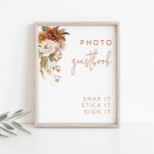 編集可能フローラ結婚サンセットのゲストブックサイン ポスター