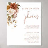 編集可能フローラ結婚サンセット吹の電話アップ ポスター (正面)