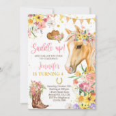 編集可能フローラ馬誕生日招待状テンプレート 招待状 (正面)