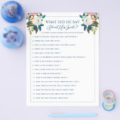 編集可能ブライダルシャワーゲームブルーホワイトフローラ チラシ (シングル)