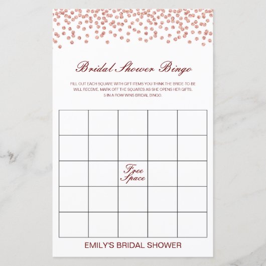 編集可能ブライダルビンゴブライダルシャワーゲームプリント (正面)