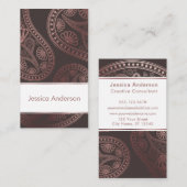 編集可能ブラウンのばら色の金ゴールドのペイズリーのトリオパターン 名刺 (正面/裏面)