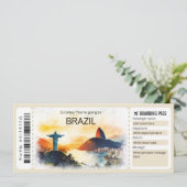 編集可能ブラジル飛行機チケットリオボーディングパス 招待状 (スタンド正面)