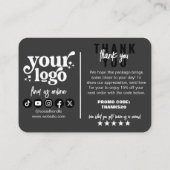 編集可能ブラックラグジュアリービジネスサンキューパッケージ エンクロージャーカード (裏面)