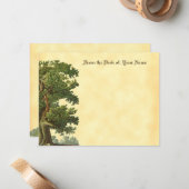 編集可能ブラックレターヴィンテージオーク材ツリー ノートカード (正面/裏面インサイチュ)