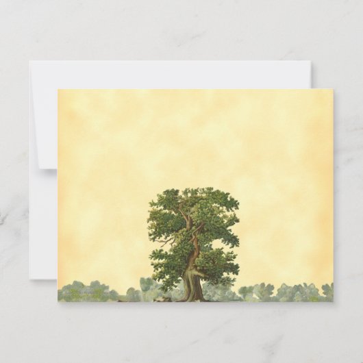 編集可能ブラックレターヴィンテージオーク材ツリー ノートカード (裏面)