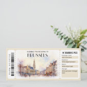 編集可能ブリュッセルベルギー飛行機搭乗券 招待状 (スタンド正面)