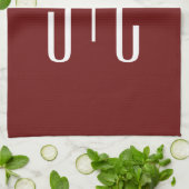 編集可能ブルゴーニュ赤の背景と白の文字 キッチンタオル (折り畳み)