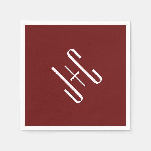 編集可能ブルゴーニュ赤の背景と白の文字 スタンダードカクテルナプキン (正面)