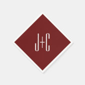 編集可能ブルゴーニュ赤の背景と白の文字 スタンダードカクテルナプキン (角)