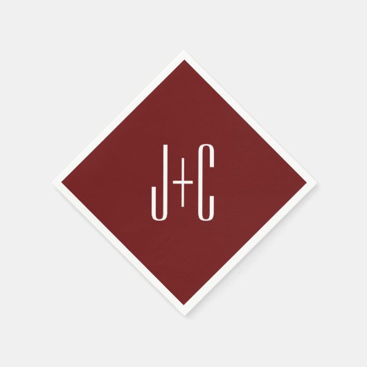 編集可能ブルゴーニュ赤の背景と白の文字 スタンダードカクテルナプキン (角)