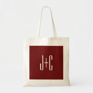 編集可能ブルゴーニュ赤の背景と白の文字 トートバッグ