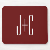 編集可能ブルゴーニュ赤の背景と白の文字 マウスパッド (正面)