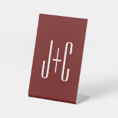 編集可能ブルゴーニュ赤の背景と白の文字 台座サイン (正面)