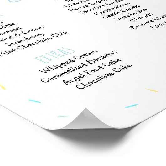 編集可能ブルーアイスクリームサンデ誕生日標識 ポスター (角)