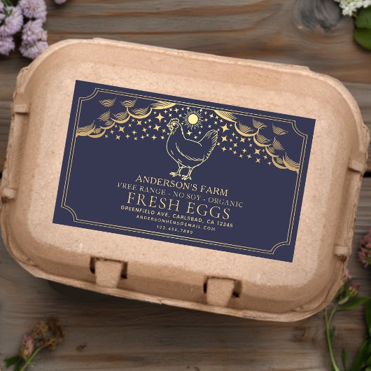 編集可能ブルーウィッチィタロットエッグファミリーファームラベル 長方形シール