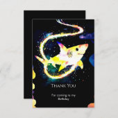 編集可能ブルーシャークお洒落誕生日 サンキューカード (正面/裏面)
