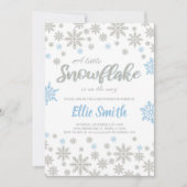 編集可能ブルーシルバーグリッターウィンターベビーショウ 招待状 (正面)