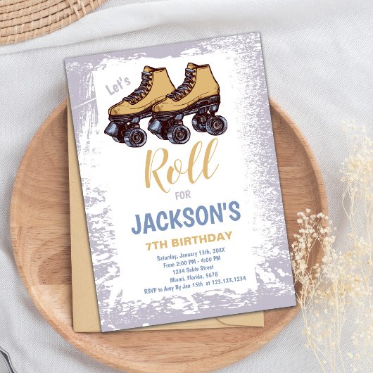 編集可能ブルースケートパーティー招待状 招待状