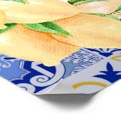 編集可能ブルータイルレモンシトラスサイン ポスター (角)