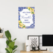 編集可能ブルータイルレモンシトラスサイン ポスター (ホームオフィス)