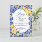 編集可能ブルータイルレモン招待状 招待状 (スタンド正面)