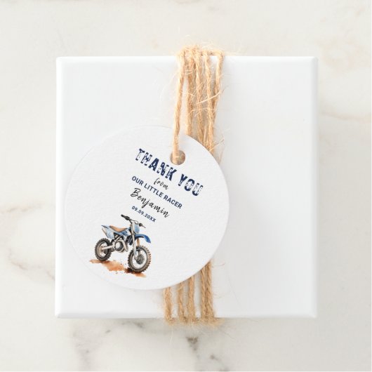 編集可能ブルーダートバイク誕生日円 フェイバータグ (インサイチュ)