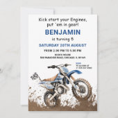 編集可能ブルーダートバイク誕生日招待状 招待状 (正面)