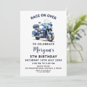 編集可能ブルーバイク誕生日招待状 招待状 (スタンド正面)