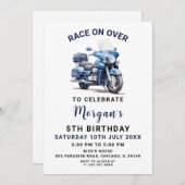 編集可能ブルーバイク誕生日招待状 招待状 (正面/裏面)