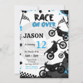 編集可能ブルーバイク誕生日招待状 招待状 (正面)