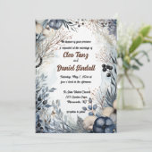 編集可能ブルーフラワーガーデン 招待状 (スタンド正面)