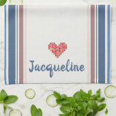 編集可能ブルーベージュストライプのキッチンタオル キッチンタオル (折り畳み)