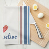 編集可能ブルーベージュストライプのキッチンタオル キッチンタオル (四つ折り)