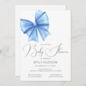 編集可能ブルーボウコケット招待状 招待状 (正面/裏面)