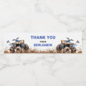 編集可能ブルーATVバイク誕生日ウォーターボトルラベル ペットボトルラベル (シングルラベル)