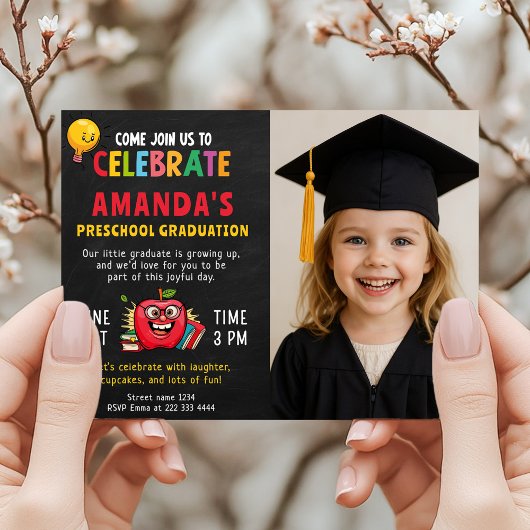 編集可能プリスクール卒業パーティーガール 招待状