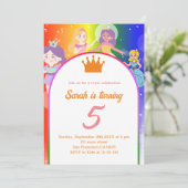 編集可能プリンセス誕生日パーティーの招待 招待状 (スタンド正面)