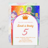 編集可能プリンセス誕生日パーティーの招待 招待状 (正面/裏面)