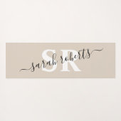 編集可能プロフェッショナルモノグラム名ベージュ  ヨガマット (裏面(横))