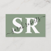 編集可能プロフェッショナルモノグラム名（緑） 名刺 (正面)